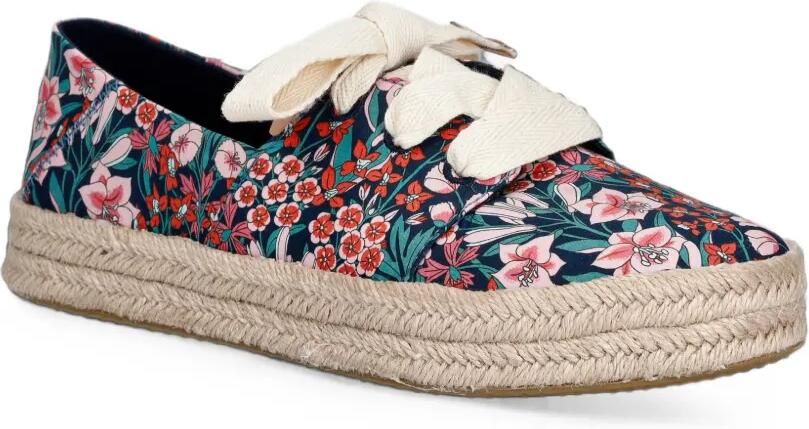 Toms Carolina espadrilles met plateauzool en bloemenprint Blauw - Foto 5