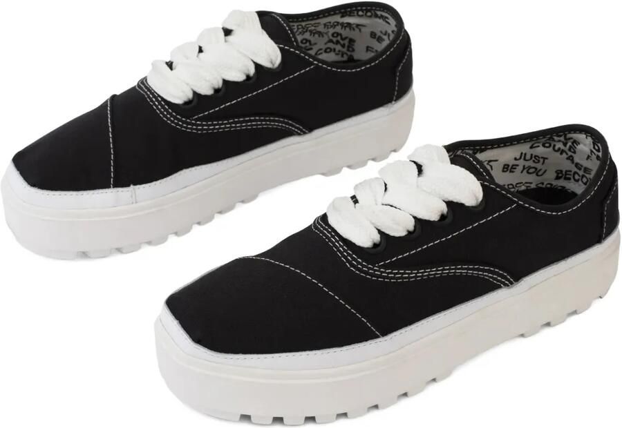 Toms Cordones Lug "Black White" sneakers Zwart
