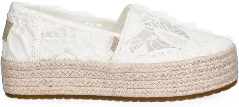 Toms Espadrilles met plateauzool en geborduurd kant Wit