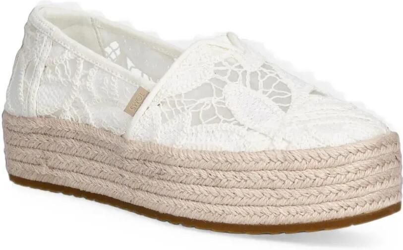 Toms Espadrilles met plateauzool en geborduurd kant Wit - Foto 2