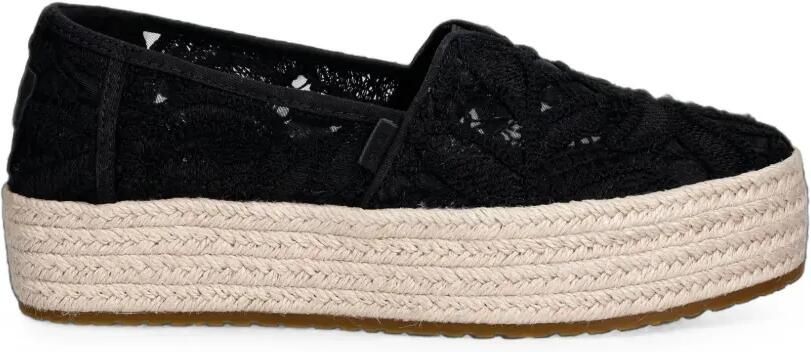 Toms Espadrilles met plateauzool en geborduurd kant Zwart