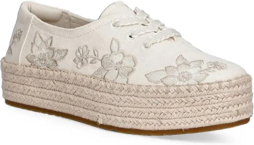 Toms Valencia espadrilles met geborduurde bloemen en plateauzool Beige - Foto 3