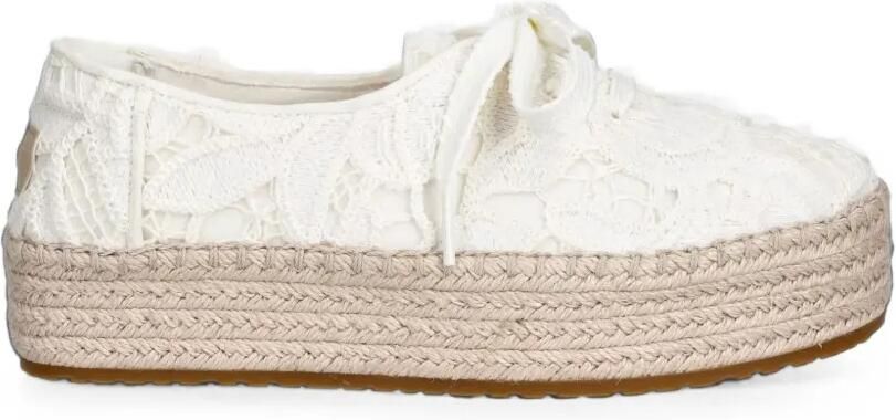 Toms Valencia espadrilles met geborduurde bloemen en plateauzool Wit
