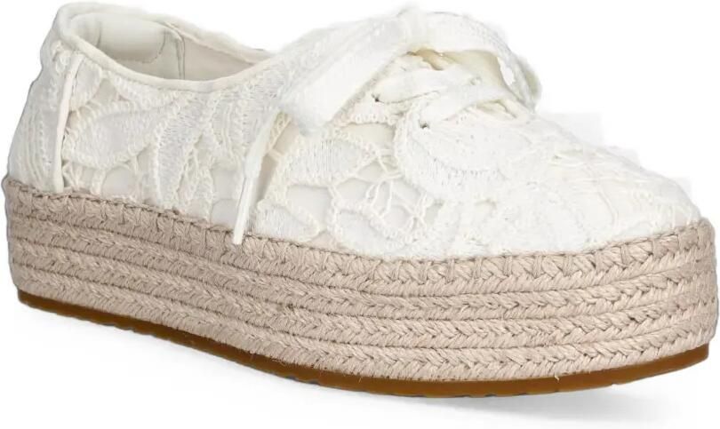 Toms Valencia espadrilles met geborduurde bloemen en plateauzool Wit - Foto 3