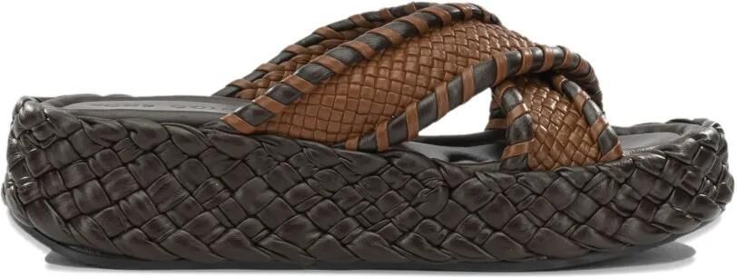 Toni Pons Geweven slippers met gekruiste bandjes Bruin