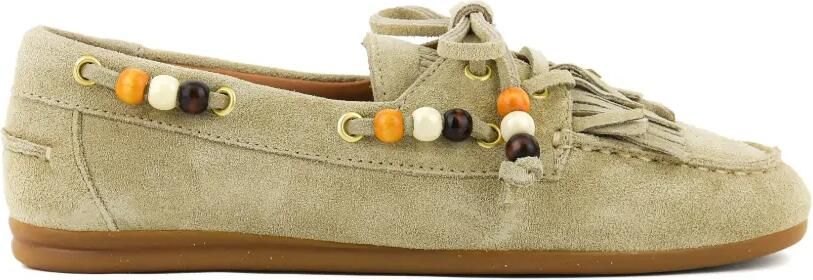 TORAL SHOES Anahi bootschoenen met franje en kralen Beige