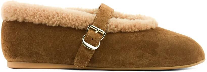 TORAL SHOES Anoush suède ballerina's met lammy afwerking Bruin
