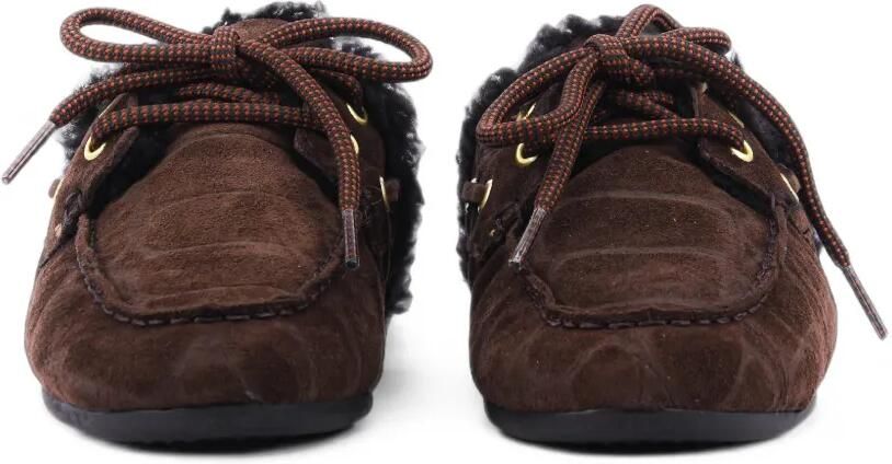 TORAL SHOES Blanche lammy muiltjes met krokodillen-reliëf Bruin - Foto 3