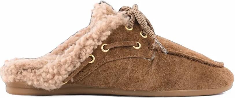 TORAL SHOES Blanche muiltjes met krokodillen-reliëf Bruin