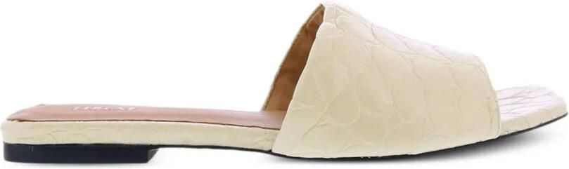 TORAL SHOES Slippers met krokodillen-reliëf Beige