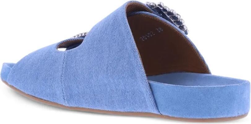 TORAL SHOES Slippers met dubbele bandjes verfraaid met kristallen Blauw - Foto 2