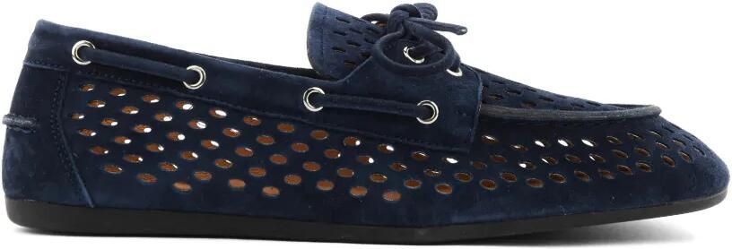 TORAL SHOES Karmel suède bootschoenen met geperforeerde details Blauw