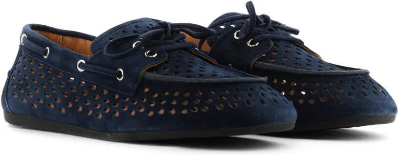 TORAL SHOES Karmel suède bootschoenen met geperforeerde details Blauw - Foto 5