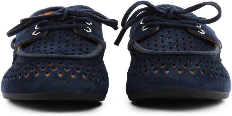 TORAL SHOES Karmel suède bootschoenen met geperforeerde details Blauw - Foto 4