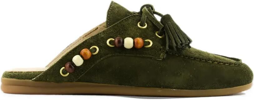 TORAL SHOES Killian beaded tassel-detail mules Groen