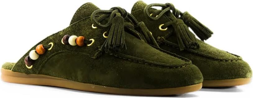 TORAL SHOES Killian beaded tassel-detail mules Groen - Foto 4
