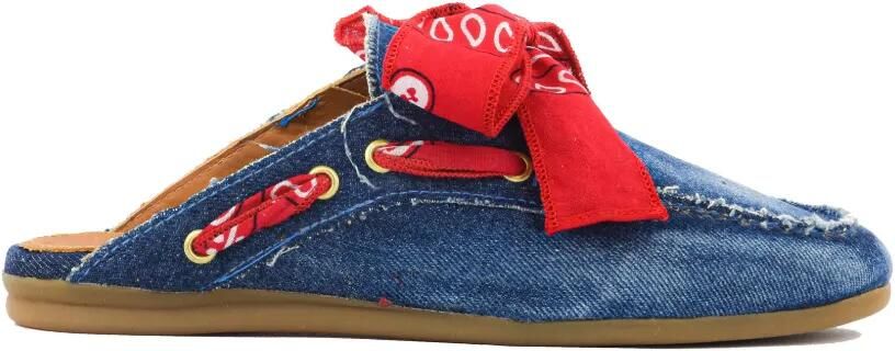 TORAL SHOES Killian denim muiltjes met bandana-detail Blauw