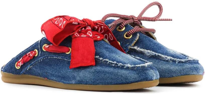 TORAL SHOES Killian denim muiltjes met bandana-detail Blauw - Foto 4