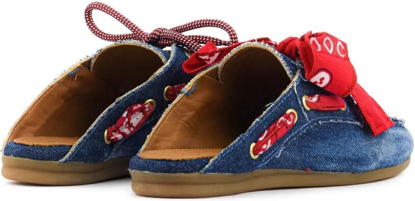 TORAL SHOES Killian denim muiltjes met bandana-detail Blauw - Foto 3