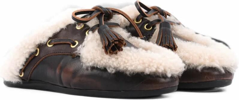 TORAL SHOES Killian muiltjes met kwastje en lammy afwerking Bruin - Foto 5
