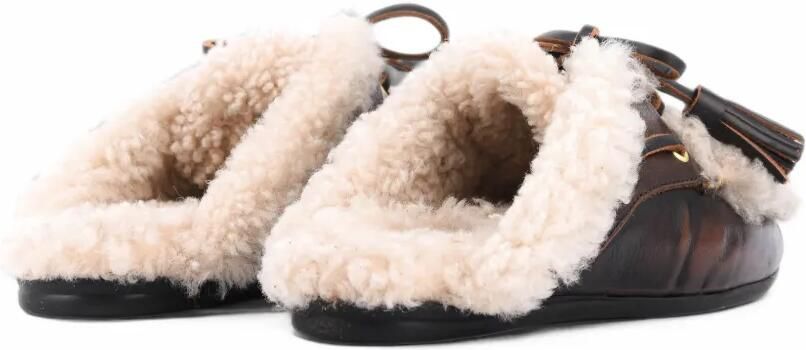 TORAL SHOES Killian muiltjes met kwastje en lammy afwerking Bruin - Foto 4