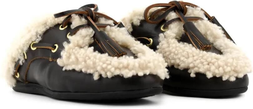 TORAL SHOES Killian muiltjes met lammy afwerking en kwastje Bruin - Foto 5