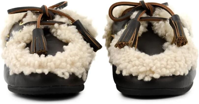 TORAL SHOES Killian muiltjes met lammy afwerking en kwastje Bruin - Foto 4