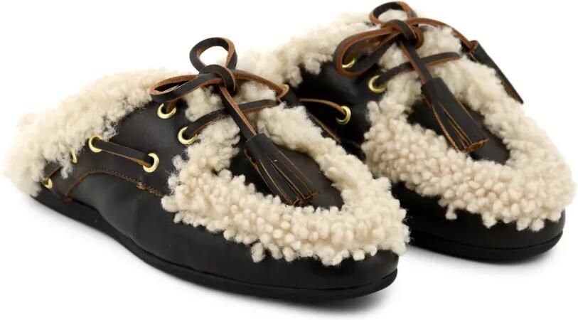 TORAL SHOES Killian muiltjes met lammy afwerking en kwastje Bruin - Foto 3