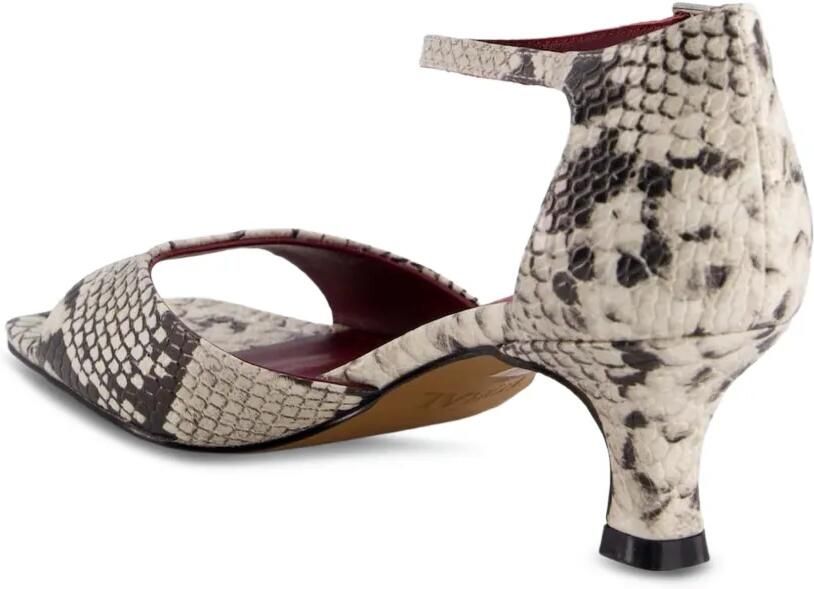 TORAL SHOES Leren sandalen met slangenleer-effect Beige - Foto 3