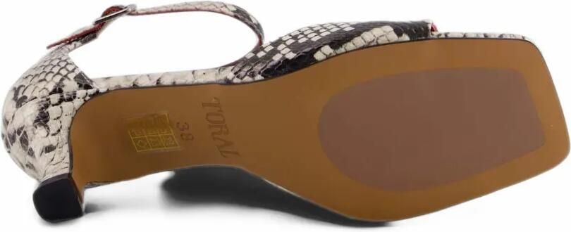 TORAL SHOES Leren sandalen met slangenleer-effect Beige - Foto 4