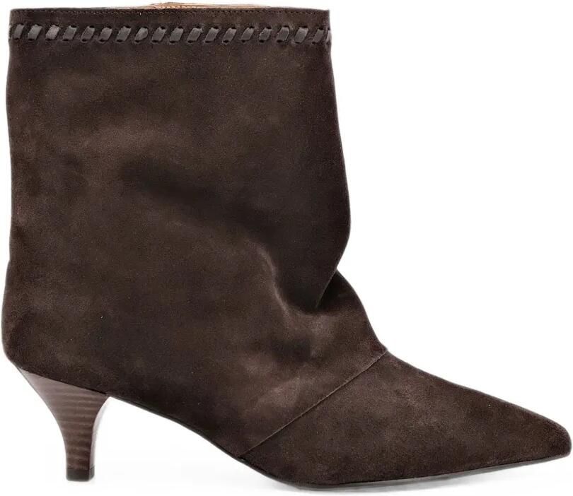 TORAL SHOES Maeve enkellaarzen met festonsteek-afwerking Bruin
