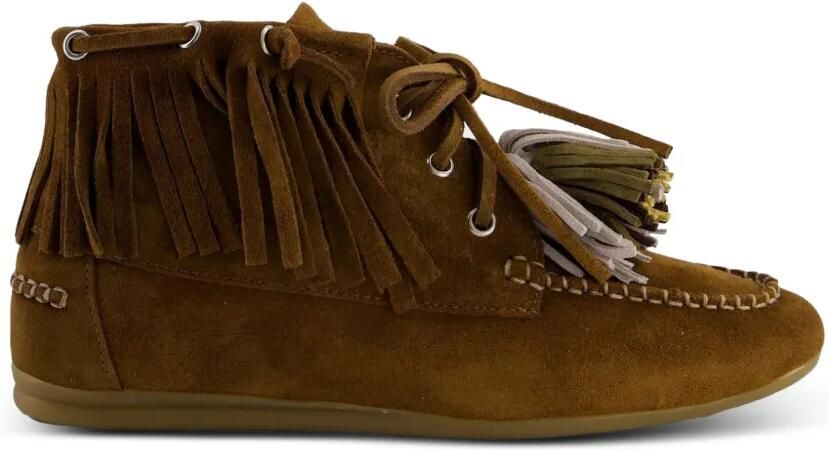 TORAL SHOES Mausi enkellaarzen met franje-afwerking Bruin