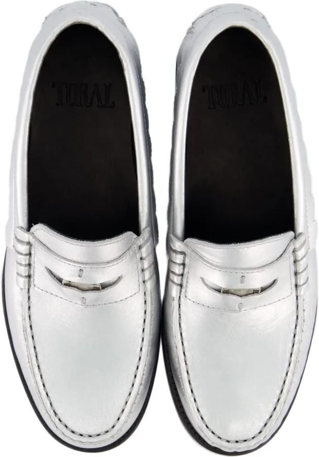 TORAL SHOES Metallic loafers met gewelfde afwerking Zilver - Foto 3