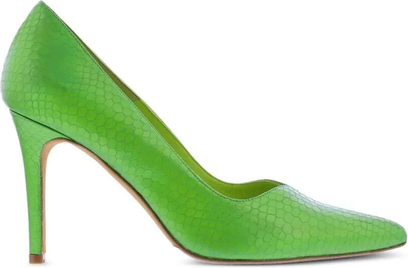 TORAL SHOES Monaco pumps met slangen-effect puntige neus en hak Groen