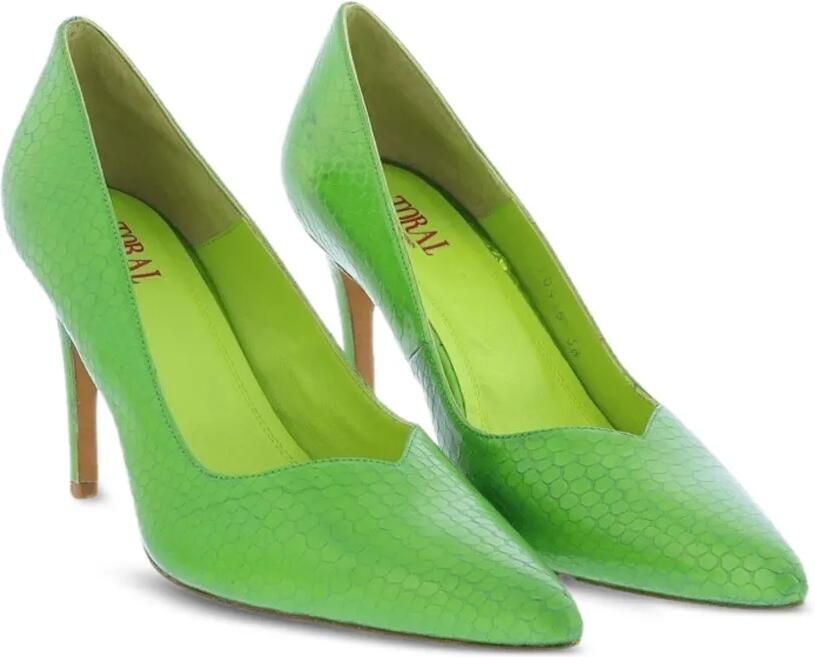 TORAL SHOES Monaco pumps met slangen-effect puntige neus en hak Groen - Foto 4