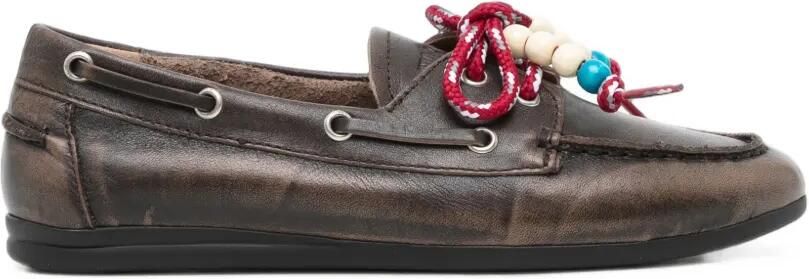 TORAL SHOES Nahua leren loafers met kralen Bruin