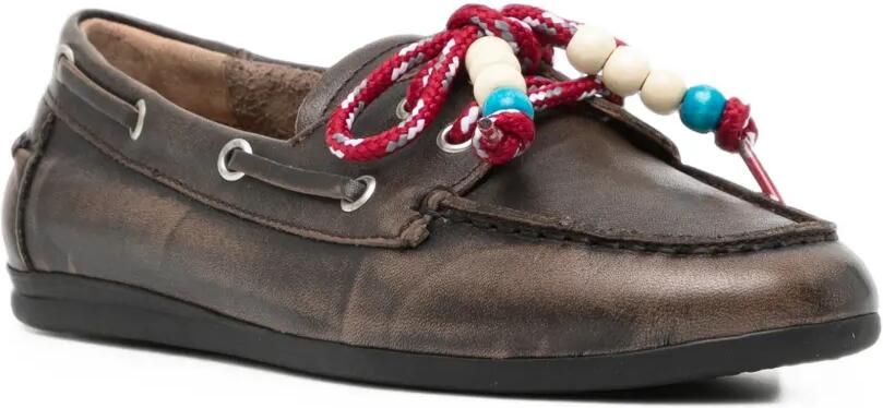 TORAL SHOES Nahua leren loafers met kralen Bruin - Foto 4