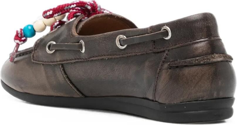 TORAL SHOES Nahua leren loafers met kralen Bruin - Foto 2