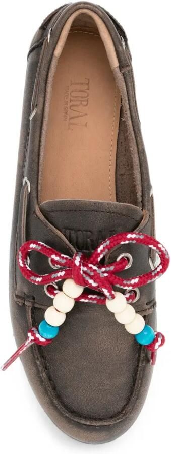 TORAL SHOES Nahua leren loafers met kralen Bruin - Foto 3