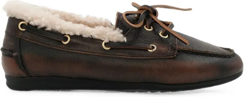 TORAL SHOES Nahua leren loafers met lammy afwerking Bruin