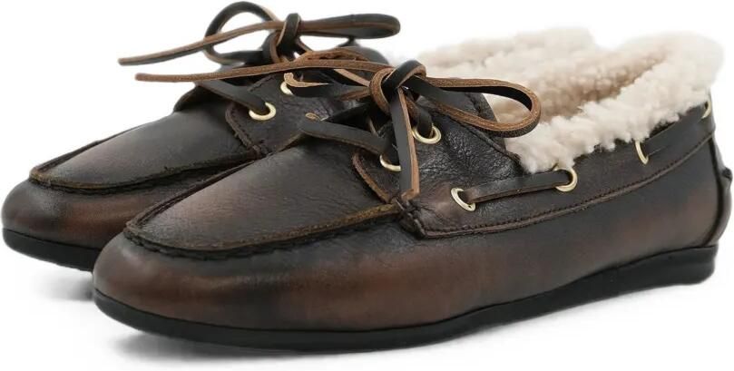 TORAL SHOES Nahua leren loafers met lammy afwerking Bruin - Foto 4