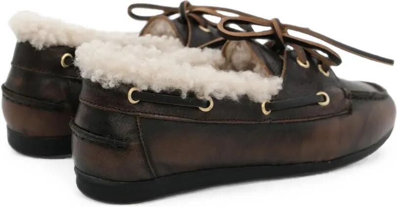 TORAL SHOES Nahua leren loafers met lammy afwerking Bruin - Foto 3
