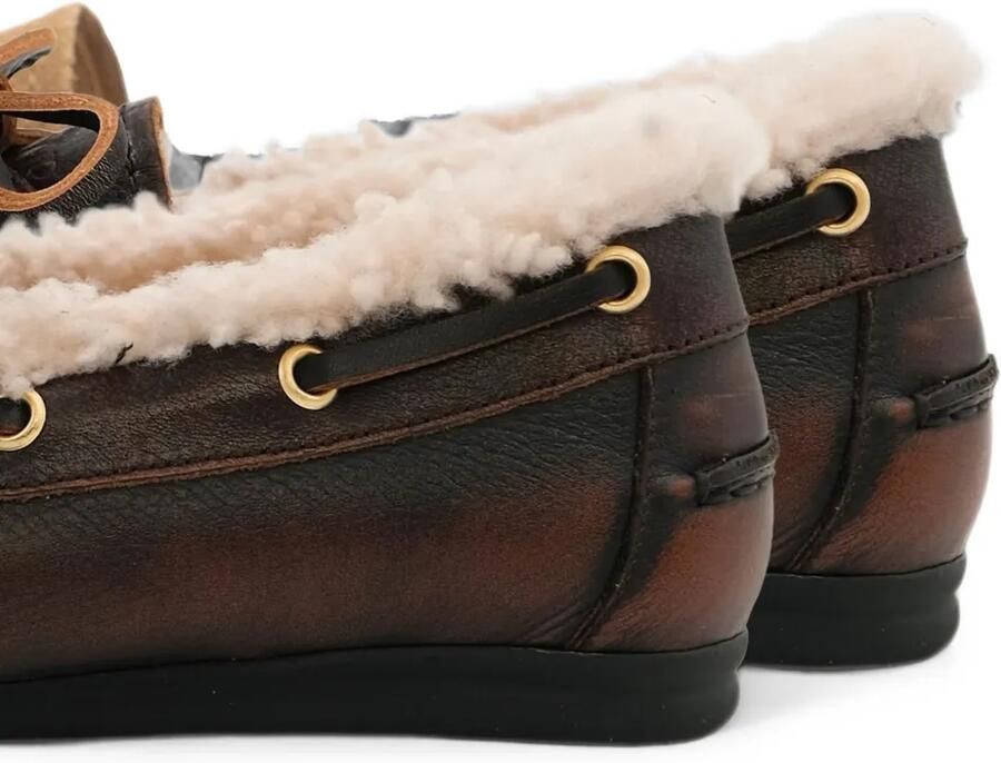TORAL SHOES Nahua leren loafers met lammy afwerking Bruin - Foto 2