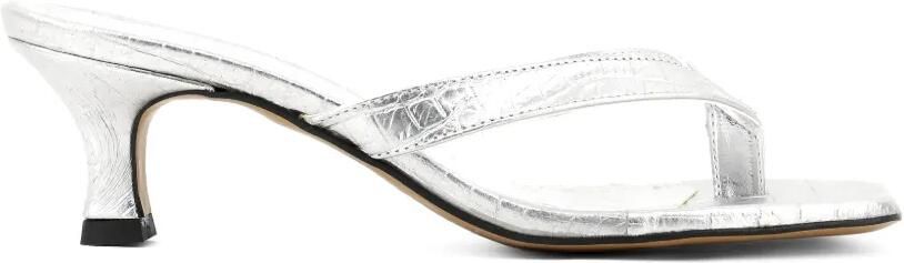 TORAL SHOES ROCIO leren sandalen met krokodillen-reliëf en hak Zilver