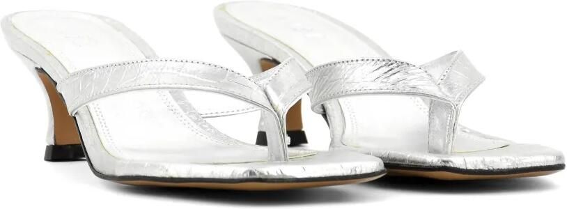 TORAL SHOES ROCIO leren sandalen met krokodillen-reliëf en hak Zilver - Foto 3