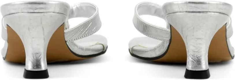 TORAL SHOES ROCIO leren sandalen met krokodillen-reliëf en hak Zilver - Foto 4