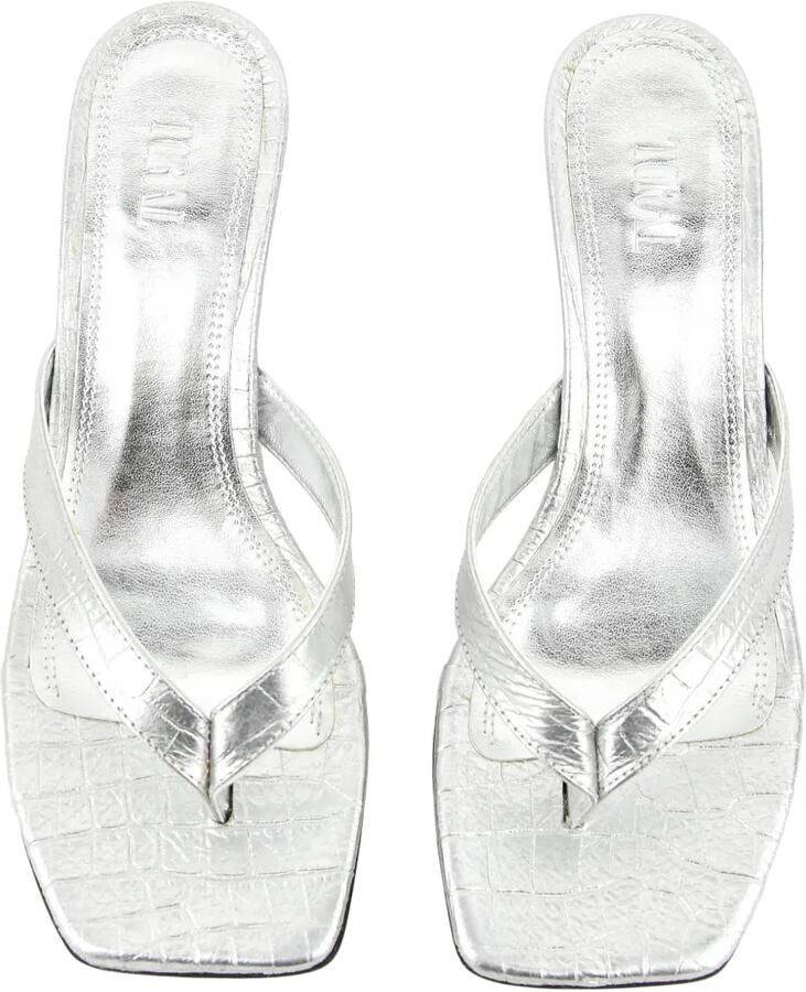 TORAL SHOES ROCIO leren sandalen met krokodillen-reliëf en hak Zilver - Foto 2