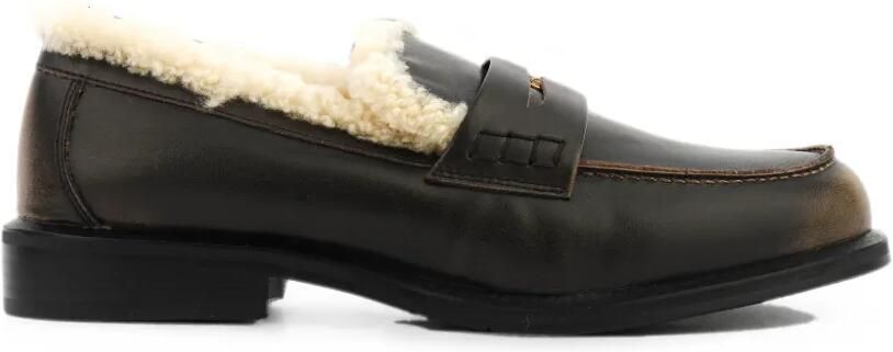 TORAL SHOES shearling-trim leather loafers Bruin