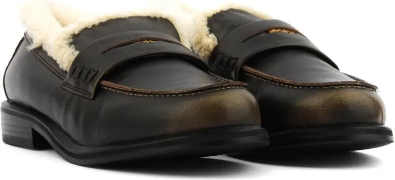 TORAL SHOES shearling-trim leather loafers Bruin - Foto 5