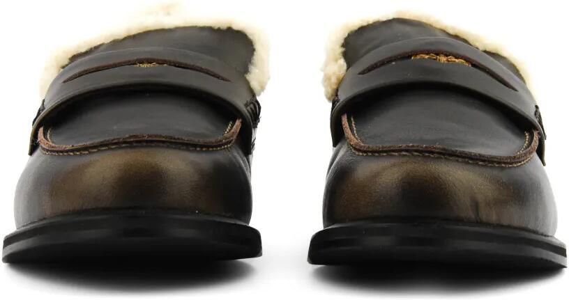 TORAL SHOES shearling-trim leather loafers Bruin - Foto 4